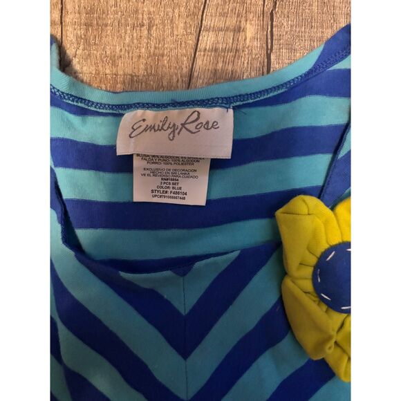 Emily Rose Girls 7 Long Sleeve Dress Blue Yellow Floral Ruffle Boutique Style - Picture 2 of 3